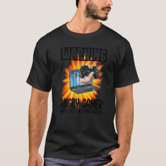 Warnung vor wütenden Gamern Achtung vor fliegenden T-Shirt