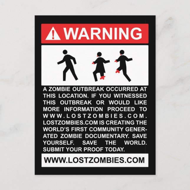 Warnung vor Zombie-Ausbruch Postkarte (Vorderseite)