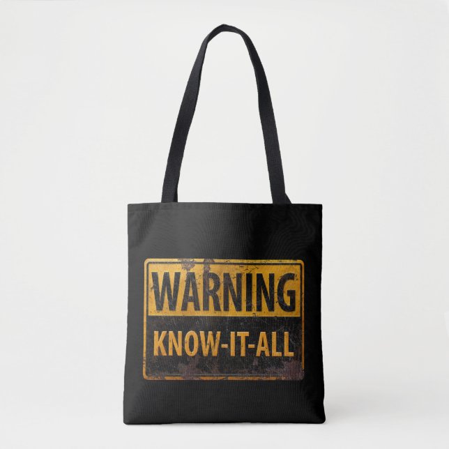 WARNUNG WISSEN-IT-ALLE - Metallgefährdung Vorsicht Tasche (Vorderseite)