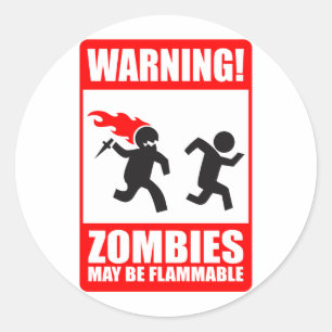 Warnung! Zombies können brennbarer Aufkleber sein