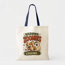 "Warnung Zoomies laden"Lustiger Corgi-Fan Retro Tragetasche