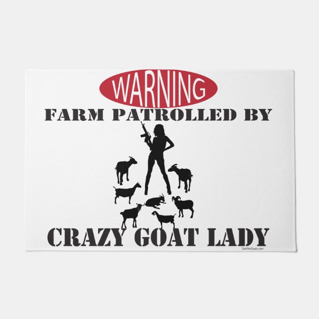 Warnungsbetrieb, von Crazy Goat Lady überwacht Fußmatte (Vorderseite)