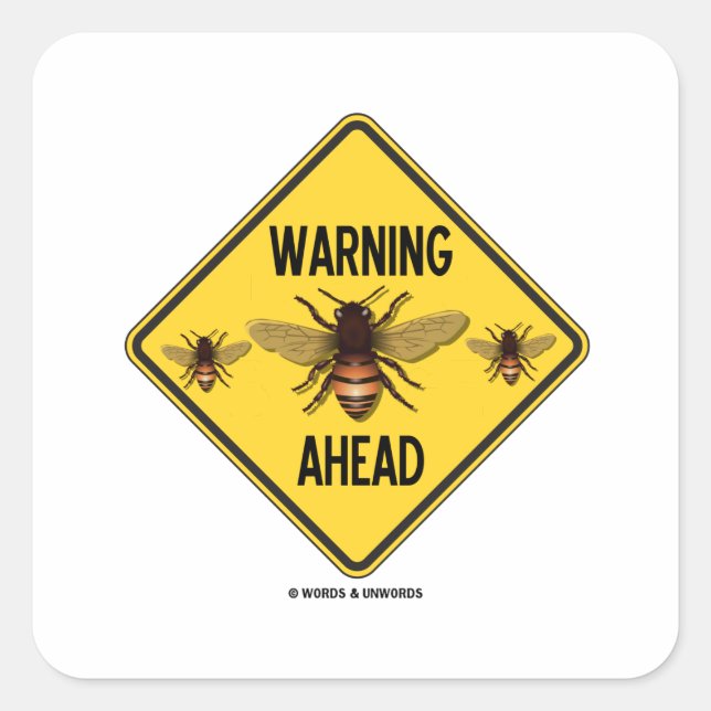 Warnzeichen für Bienen vor drei Bienen Quadratischer Aufkleber (Vorderseite)