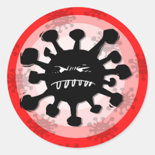 Warnzeichen für die Silhouette des Virus, Cartoon Runder Aufkleber