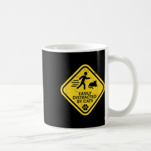 Warnzeichen leicht abgelenkt von Katzen Funny Cat  Kaffeetasse