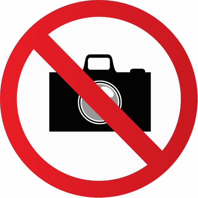 Warnzeichen ohne Kamera Freistehende Fotoskulptur (Vorne)