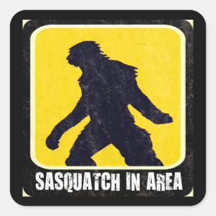 Warnzeichen - Sasquatch im Bereich Quadratischer Aufkleber