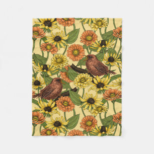 Warnzeichen und Blume, blassgelb Fleecedecke