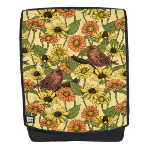 Warnzeichen und Blume, blassgelb Rucksack