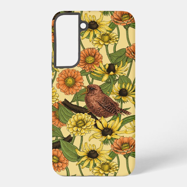 Warnzeichen und Blume, blassgelb Samsung Galaxy Hülle (Rückseite)