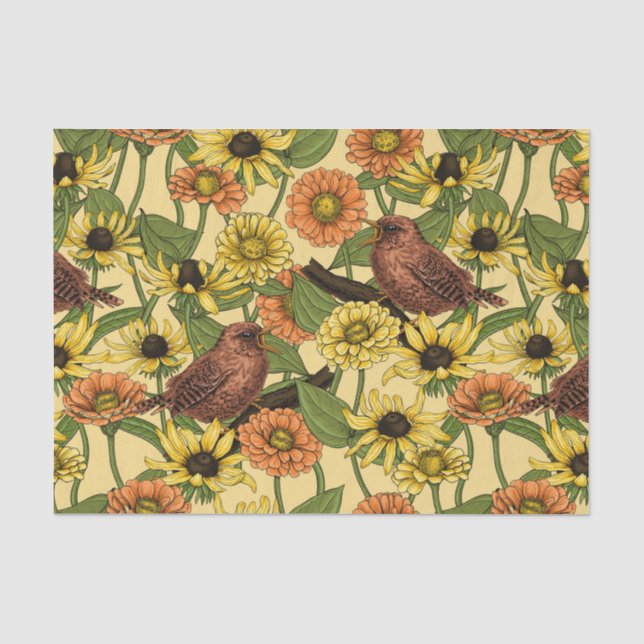 Warnzeichen und Blume, blassgelb Seidenpapier (Vorderseite)