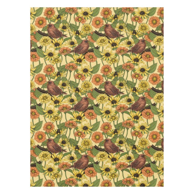 Warnzeichen und Blume, blassgelb Tischdecke (Vorderseite)