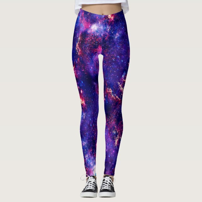 Warp Speed Nebel Galaxien Muster Leggings (Vorderseite)