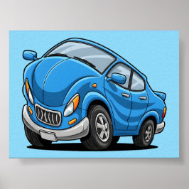 Warped Blue Cartoon Auto Poster