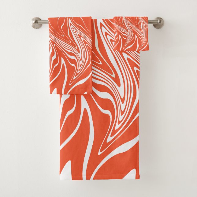 Warpfarben - orange und weiß badhandtuch set (Insitu)