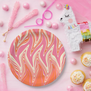 Warpfarben - Rosa, Orange und Creme Pappteller