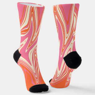 Warpfarben - Rosa, Orange und Creme Socken
