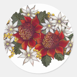 Warratha Flannel Blume Runder Aufkleber