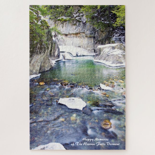 Warren Falls Vermont.Christmas Greetings Jigsaw Pu (Vertikal)