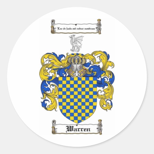 Warren Familienwappen Runder Aufkleber (Vorderseite)