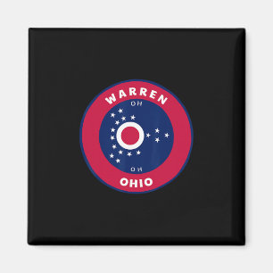 Warren Ohio Oh Flagge Abzeichen Rund Souvenir  Magnet