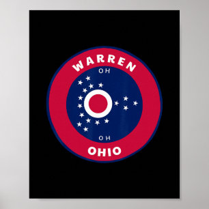 Warren Ohio Oh Flaggenabzeichen Rund Souvenir Poster