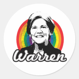 Warren Regenbogenstolz Runder Aufkleber