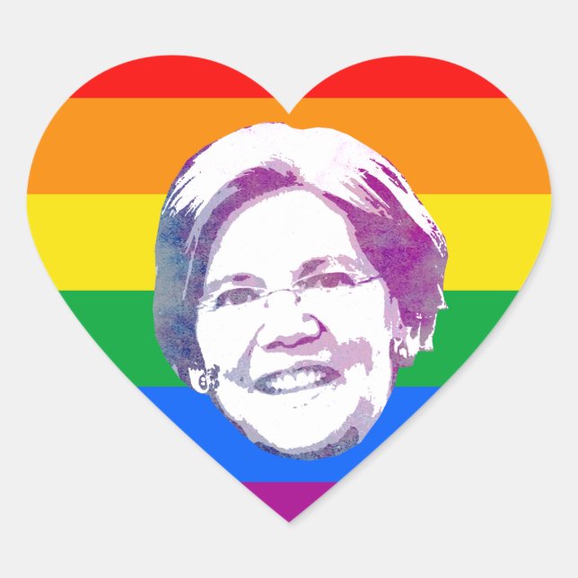 Warren-Regenbogenstreifen Herz-Aufkleber (Vorderseite)