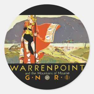Warrenpint und die Berge von Mourne Runder Aufkleber