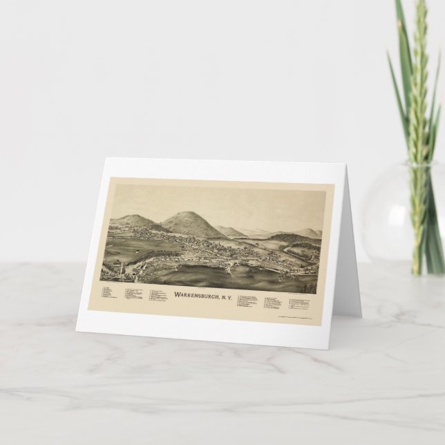 Warrensburg, carte panoramique de NY - 1891 (Devant)