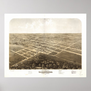 Warrensburg Missouri 1869 antike panoramische Poster