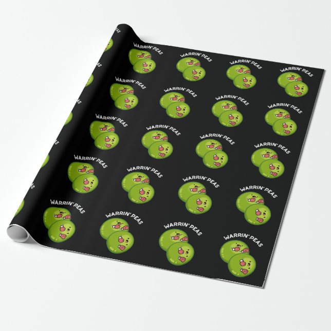 Warrin Peace Funny Pea Pun Dark BG Geschenkpapier (Ungerollt)