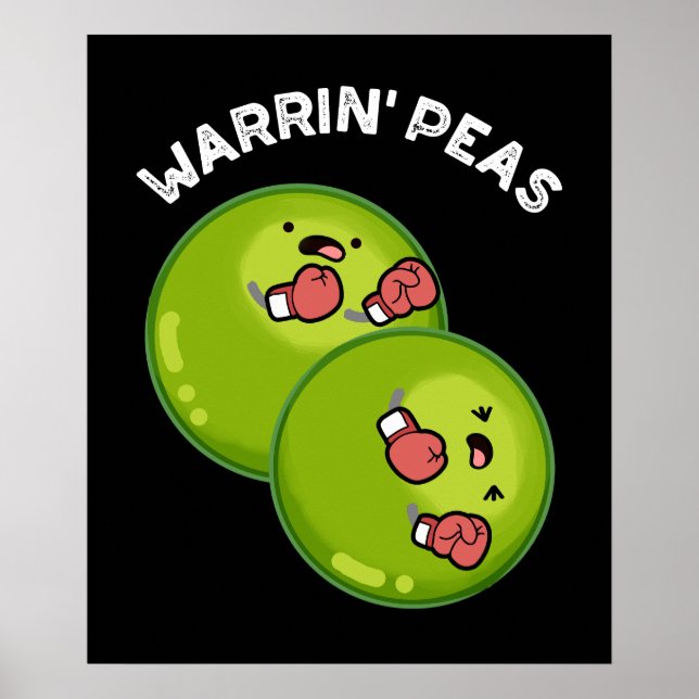 Warrin Peace Funny Pea Pun Dark BG Poster (Vorne)