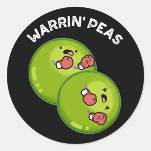 Warrin Peace Funny Pea Puns Dark BG Runder Aufkleber