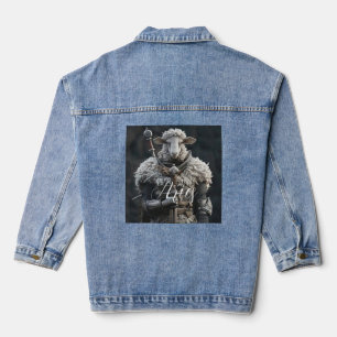 Warrior Aries 3D Animation Steel Sword Illustratio Jeansjacke