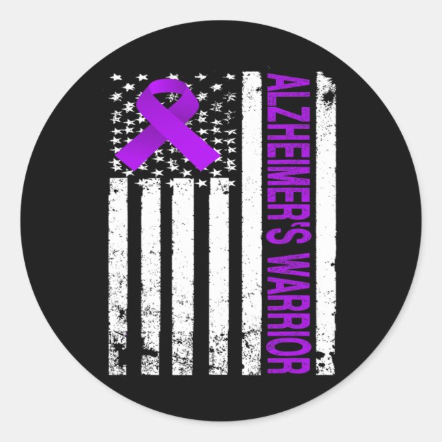 Warrior Awareness - Usa Flag Purple Ribbon Runder Aufkleber (Vorderseite)