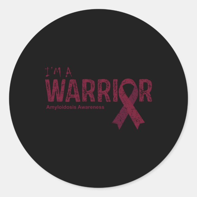 Warrior Burgundy Ribbon Amyloidose Bewusstsein Runder Aufkleber (Vorderseite)