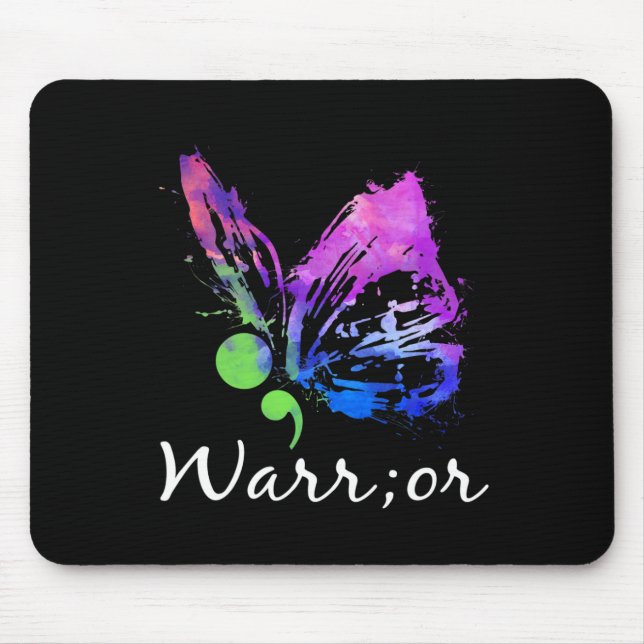 Warrior Butterfly Semicolon Suicide Prevention Awa Mousepad (Vorne)
