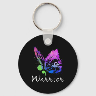 Warrior Butterfly Semicolon Suicide Prevention Awa Schlüsselanhänger
