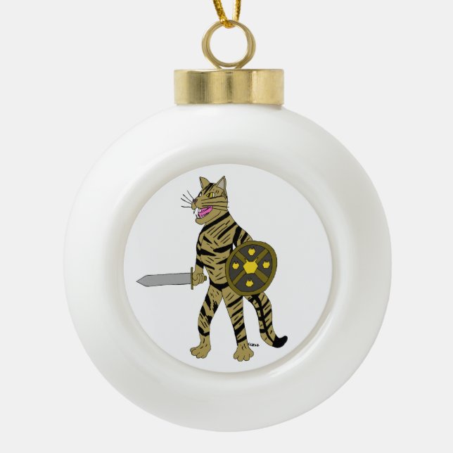Warrior Cat Keramik Kugel-Ornament (Vorderseite)