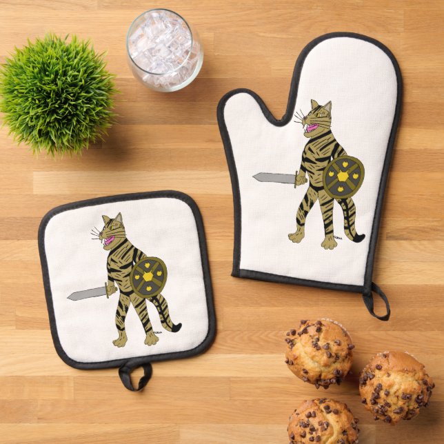 Warrior Cat Ofenhandschuh & Topflappen-Set (Oben Unten)