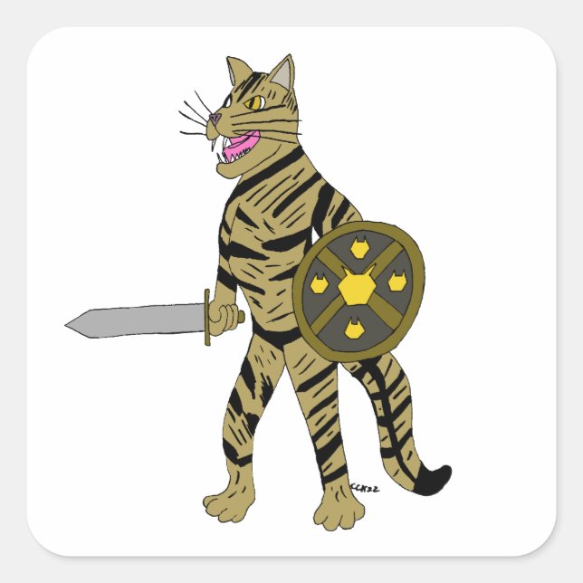 Warrior Cat Quadratischer Aufkleber (Vorderseite)