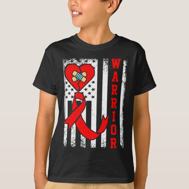 Warrior Chd Herzerkrankungen Bewusstsein Red Ribbo T-Shirt (Vorderseite)