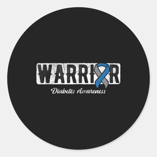 Warrior Diabetes-Bewusstsein  Runder Aufkleber (Vorderseite)