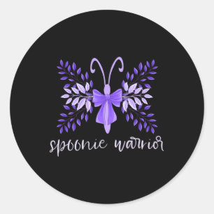 Warrior Fibro Lupus Migräne Lila Blumengesteck Runder Aufkleber