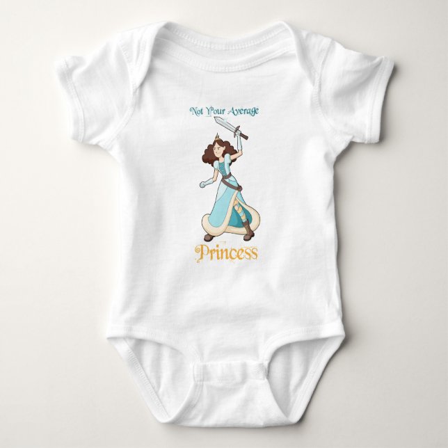 Warrior Girl "Not Your Average Princess" Baby Strampler (Vorderseite)