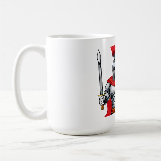 warrior holding sword and shield ready for battle kaffeetasse (Links)