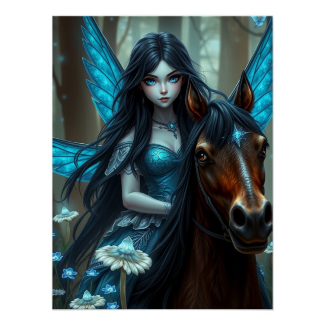 Warrior Horse Fairy Fantasy Art Poster (Vorderseite)