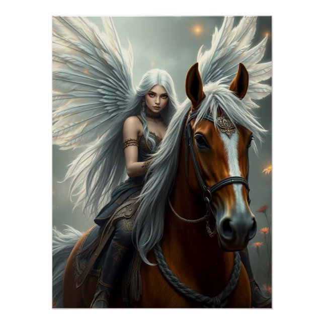 Warrior Horse Fairy Fantasy Art Poster (Vorderseite)