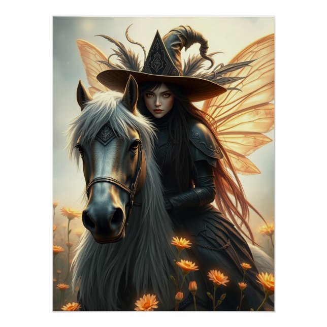 Warrior Horse Fairy Fantasy Art Poster (Vorderseite)